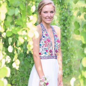 Sherri Hill 51023 Prom Dress: Floral Halter&Choker